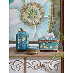 Салфетница прямоугольная голубого цвета с цветами и бабочками Blue Garden варинант исполнения - 2 | Loft Concept в Перми