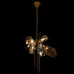 Люстра подвесная со стеклянными плафонами из дымчатого и золотистого с тремя вертикальными подвесками Gilded Mirage  варинант исполнения - 3 | Loft Concept в Перми