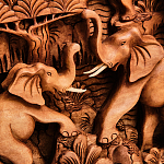 Панно из дерева пять слонов Panel With Animals варинант исполнения - 4 | Loft Concept в Перми