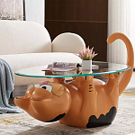 Дизайнерский журнальный стол с основанием в виде кота Bivan варинант исполнения - 1 | Loft Concept в Перми