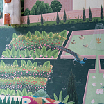 Обои ручная роспись Mahal Garden Original colourway on blue painted Xuan paper варинант исполнения - 4 | Loft Concept в Перми