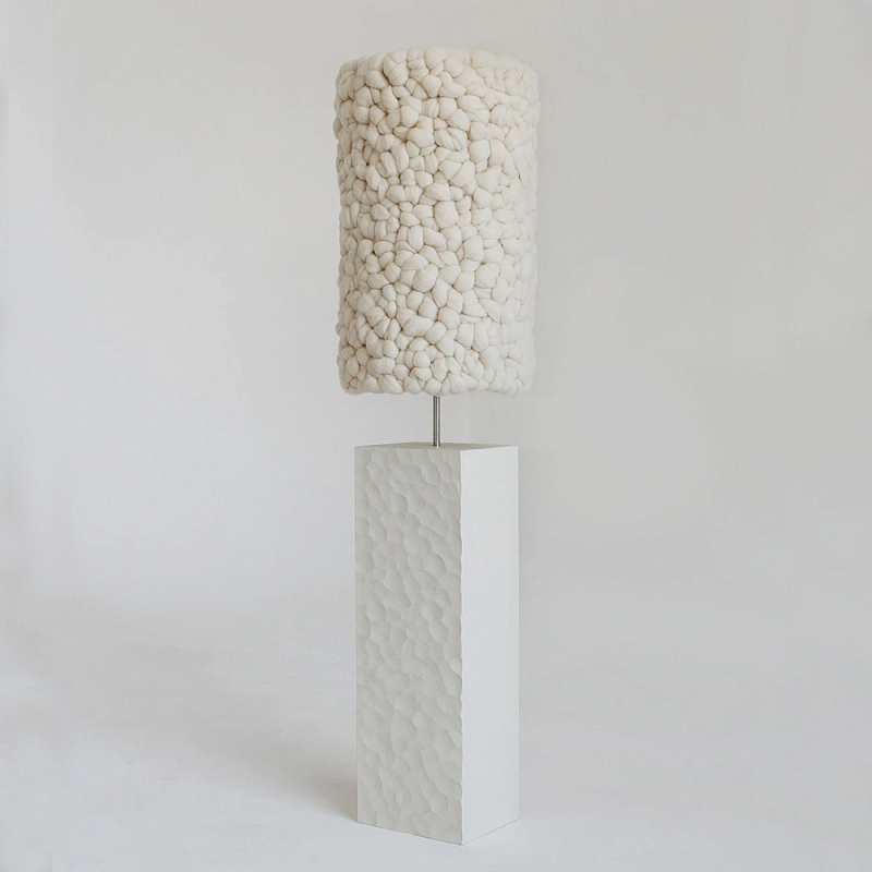 Торшер белый с вязаным абажуром Woolen Floor Lamp Белый Торшер белый с вязаным абажуром Woolen Floor Lamp Белый в Перми | Loft Concept
