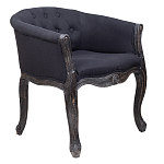 Кресло низкое в стиле прованс Черный Лен Louis French Armchair  варинант исполнения - 1 | Loft Concept в Перми