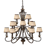 Люстра бронзового цвета с бежевыми абажурами из органзы в классическом стиле Hinkley варинант исполнения - 1 | Loft Concept в Перми