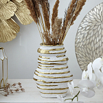 Ваза белая с рельефной поверхностью и золотыми полосами Vase Beehive варинант исполнения - 5 | Loft Concept в Перми