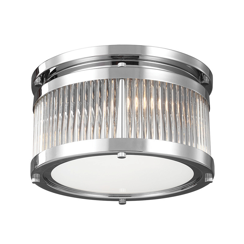 Потолочный светильник с цилиндрическим плафоном из рифленого прозрачного стекла Feiss Прозрачный Хром в Перми | Loft Concept 