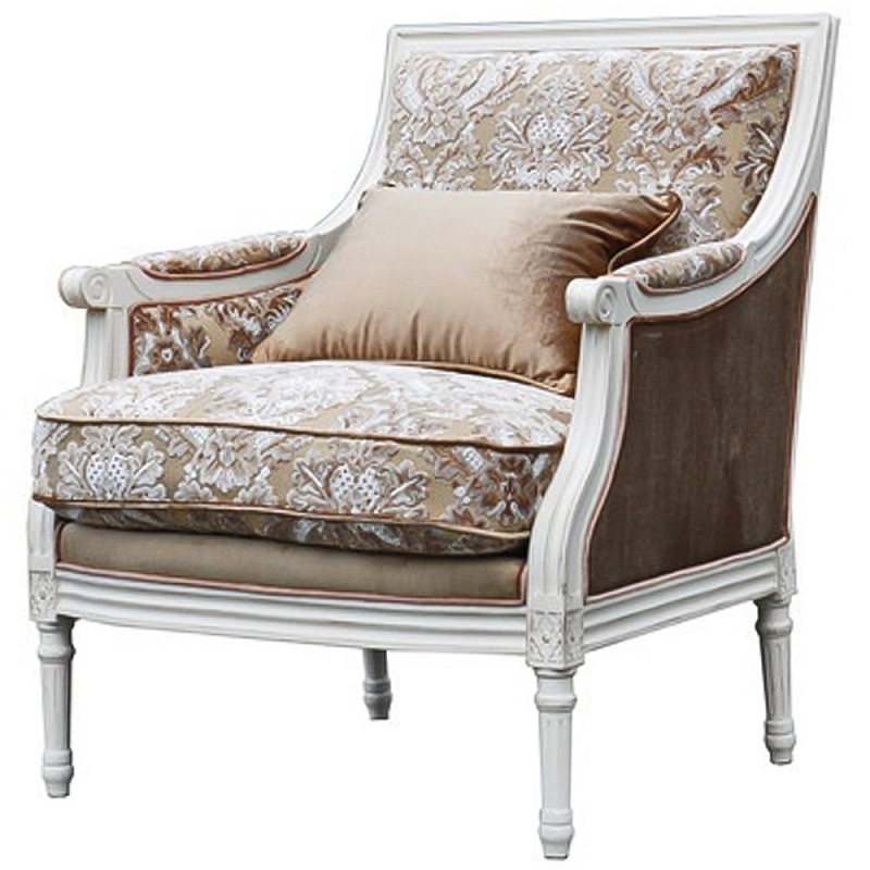 Кресло в стиле прованс Basile French Seating Armchair Белый Коричневый Какао в Перми | Loft Concept 