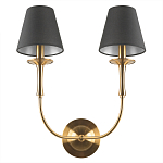 Бра с металлическим основанием бронзового цвета и 2-мя черными конусовидными абажурами Dignity варинант исполнения - 3 | Loft Concept в Перми