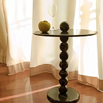 Дизайнерский журнальный стол с основанием в виде черных мраморных бусин Mybimus варинант исполнения - 1 | Loft Concept в Перми