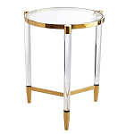 Золотой приставной столик с круглой стеклянной столешницей Weightless Table варинант исполнения - 3 | Loft Concept в Перми