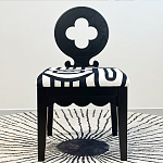 Дизайнерский стул с круглой деревянной спинкой Black and White Clover варинант исполнения - 2 | Loft Concept в Перми