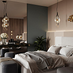 Подвесной светильник с черным основанием и золотистым декором Bruno варинант исполнения - 5 | Loft Concept в Перми