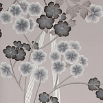 Обои ручная роспись Anemones in Light Dusk colourway on Lilac Hint slub silk варинант исполнения - 1 | Loft Concept в Перми