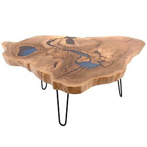 Кофейный стол со столешницей из орехового дерева и эпоксидной смолы Clem Coffee Table