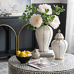 Ваза с золотыми полосами на белом фоне Chinoiserie Ceramics варинант исполнения - 3 | Loft Concept в Перми