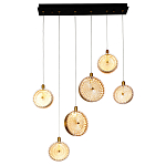 Подвесной светильник с плафонами из рельефного стекла Peony Glass Bronze Six варинант исполнения - 2 | Loft Concept в Перми