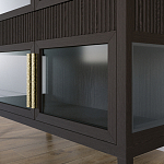 Витрина Primo со стеклянными фасадами и 2 ящиками Темный орех варинант исполнения - 3 | Loft Concept в Перми