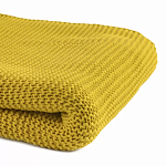 Плед из хлопка жемчужной вязки горчичного цвета Waffle Comfort варинант исполнения - 2 | Loft Concept в Перми