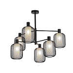 Люстра потолочная с абажурами из металлической сетки Loft Grid Pendant Gold варинант исполнения - 4 | Loft Concept в Перми