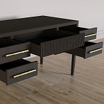 Большой Рабочий стол Primo с 5 выдвижными ящиками Темный орех варинант исполнения - 5 | Loft Concept в Перми