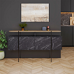 Комод с цветом фасада черный мрамор с деревянной столешницей на металлических ножках HANLEY CONSOLE HITIT BENDIR варинант исполнения - 1 | Loft Concept в Перми