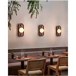 Настенный светильник овальный с деревянным основанием Wood Wall Lamp варинант исполнения - 1 | Loft Concept в Перми