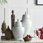 Ваза белая с крышкой однотонная Chinoiserie Ceramics варинант исполнения - 4 | Loft Concept в Перми