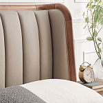 Кровать двуспальная с мягким изголовьем Moon Walnut Bed варинант исполнения - 6 | Loft Concept в Перми