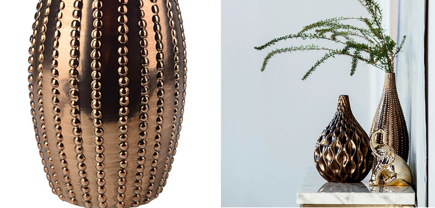 Ваза Ribbed Vase Narrow Throat bronze-gold 38 Ваза Ribbed Vase Narrow Throat bronze-gold 38 - Loft-Concept в Перми