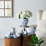 Ваза округлой формы с синим цветочным узором Blue & White Ornament  варинант исполнения - 4 | Loft Concept в Перми