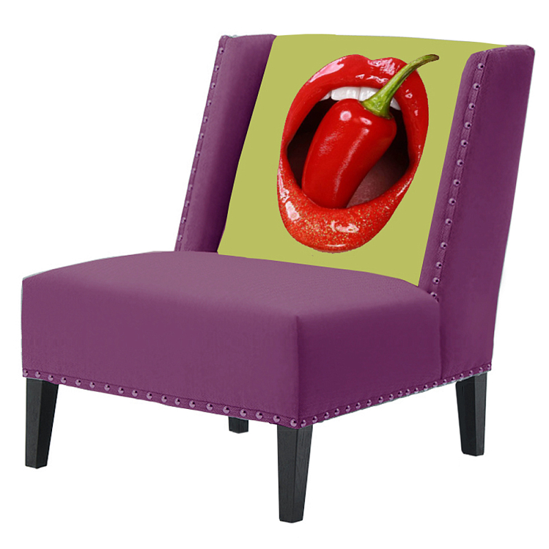 FUN Armchair "Chili Pepper" Purple  Дизайнерское кресло с цветным принтом Баклажан в Перми | Loft Concept 