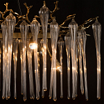 Люстра подвесная прямоугольная с бронзовыми акцентами и прозрачными стеклянными каплями Droplet Chandelier варинант исполнения - 6 | Loft Concept в Перми