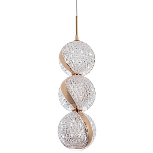 Подвесной светильник с плафонами в виде 3-х сфер из рельефного акрила Morgaine Spheres Gold Light