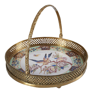 Блюдо фарфоровое с бронзовой ручкой Paradise Dish with Handle