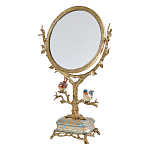 Зеркало с бронзовой подставкой в виде дерева и фарфоровыми птичками на голубом основании Eden Garden варинант исполнения - 1 | Loft Concept в Перми