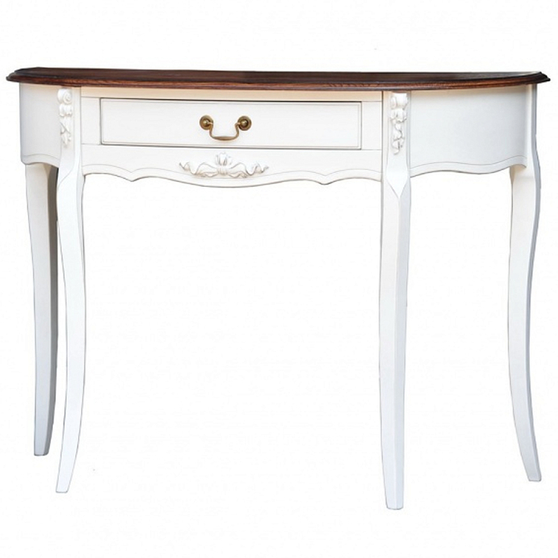 Деревянная консоль с ящиком в стиле прованс Hadrienne Montmartre Provence Connsole Table Белый Орех Деревянная консоль с ящиком в стиле прованс Hadrienne Montmartre Provence Connsole Table Белый Орех в Перми | Loft Concept