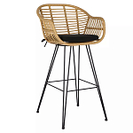 Стул барный с ротанговым плетением Half Bar Chair with Wicker с подлокотниками варинант исполнения - 2 | Loft Concept в Перми