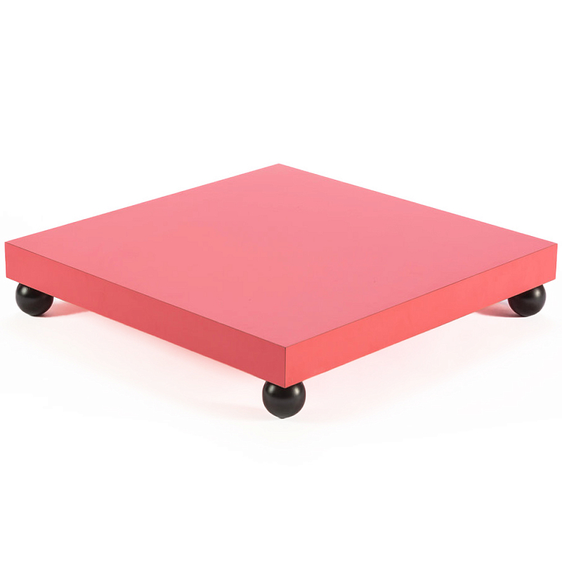 Дизайнерский кофейный стол на круглых ножках Poltronova T02 Pink Coffee Table Розовый Черный в Перми | Loft Concept 