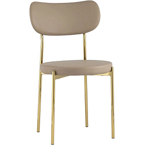 Стул Alfie Chair Золотые ножки Бежевая Экокожа