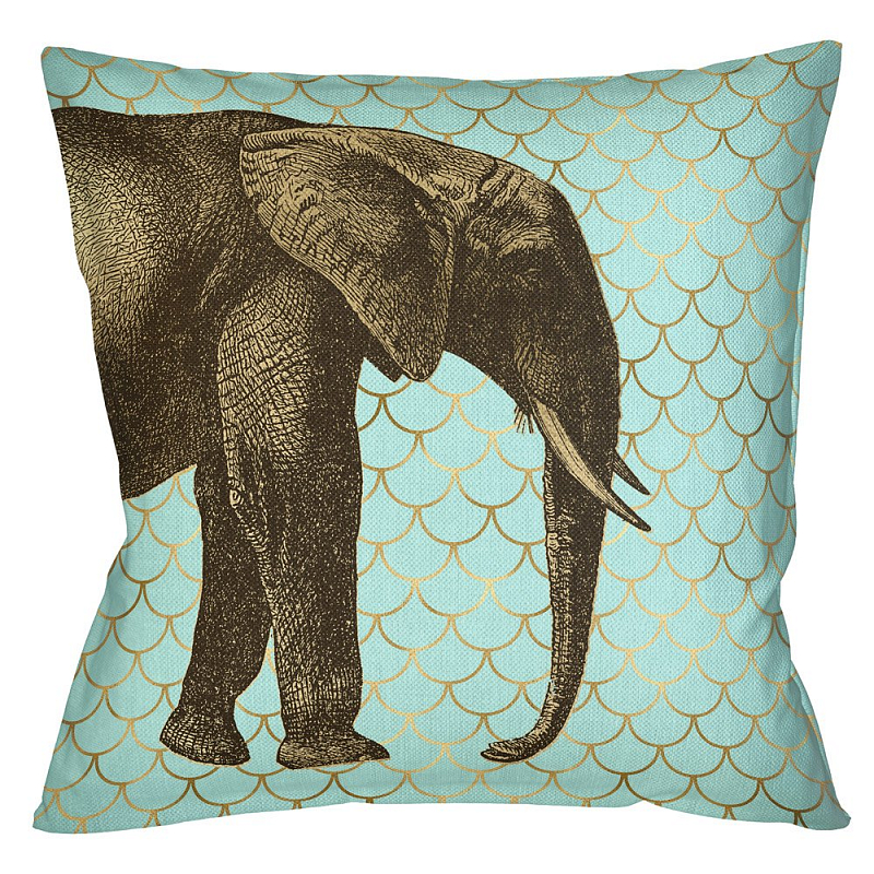 Подушка Safari light blue elephant Бирюзовый Глянцевое золото Подушка Safari light blue elephant Бирюзовый Глянцевое золото в Перми | Loft Concept