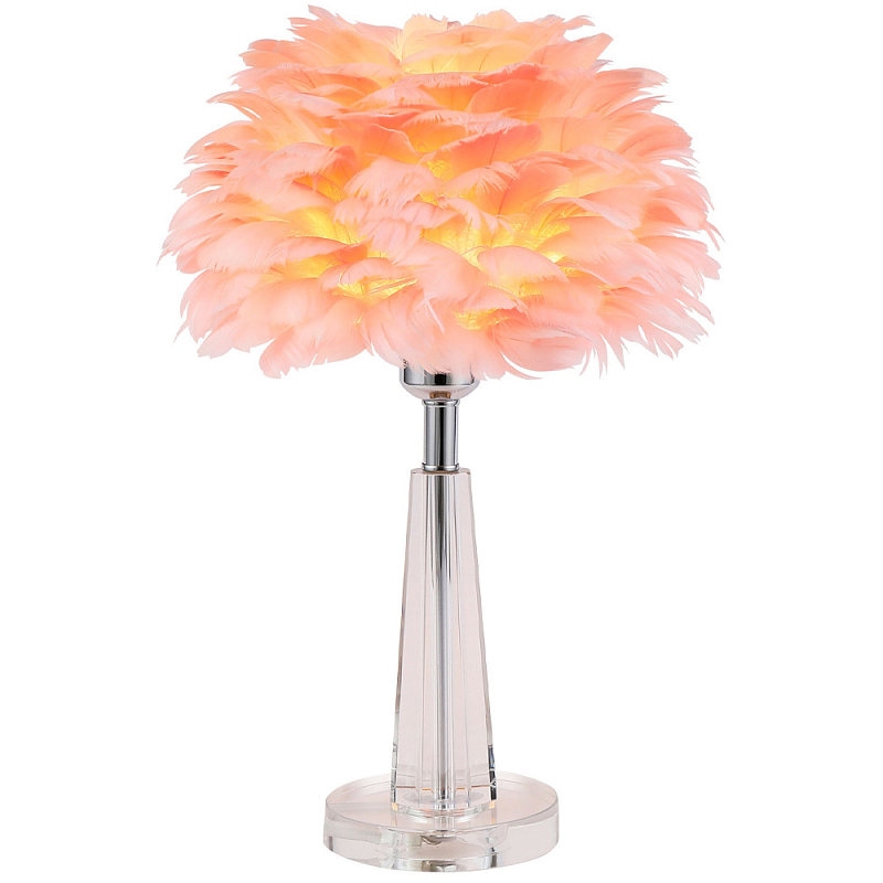 Настольная лампа с перьями Plumage Pink Table Lamp Розовый Хром Прозрачный Настольная лампа с перьями Plumage Pink Table Lamp Розовый Хром Прозрачный в Перми | Loft Concept