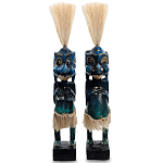 Комплект из 2-х деревянных статуэток Asmat Straw Headdress Statuettes Blue варинант исполнения - 1 | Loft Concept в Перми