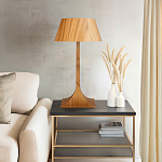 Настольная лампа со скошенным конусовидным абажуром и фигурной ножкой в цвете тик Accord Lighting варинант исполнения - 7 | Loft Concept в Перми