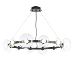 Люстра подвесная круглая с 12-ю прозрачными куполообразными плафонами и черным металлическим основанием Flos Wireline Lighting варинант исполнения - 1 | Loft Concept в Перми