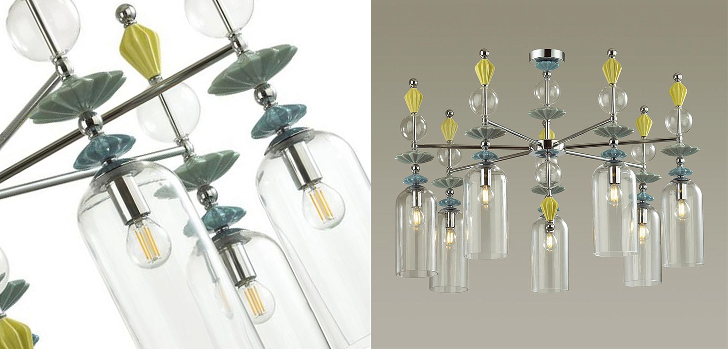 Люстра Iris Glass Chandelier candy 7 chrome Люстра Iris Glass Chandelier candy 7 chrome - Loft-Concept в Перми