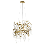 Подвесная люстра в виде ветвей деревьев золотого цвета с прозрачными подвесками-каплями 8 и 14 ламп Droplet Chandelier варинант исполнения - 2 | Loft Concept в Перми