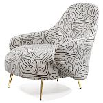 Кресло мягкое с принтом на золотистых ножках Onlooker варинант исполнения - 5 | Loft Concept в Перми