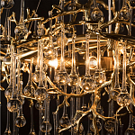 Подвесная люстра в виде ветвей деревьев золотого цвета с прозрачными подвесками-каплями 10 и 14 ламп Droplet Chandelier варинант исполнения - 6 | Loft Concept в Перми