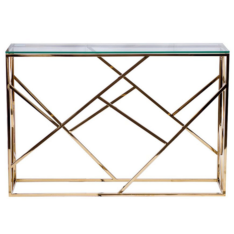 Консоль Serene Furnishing Gold Clear Glass Top Console Золотой Прозрачное Стекло в Перми | Loft Concept 