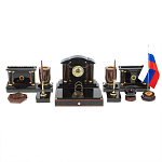 Настольный письменный набор с часами из природного камня обсидиана Peace Contract варинант исполнения - 1 | Loft Concept в Перми